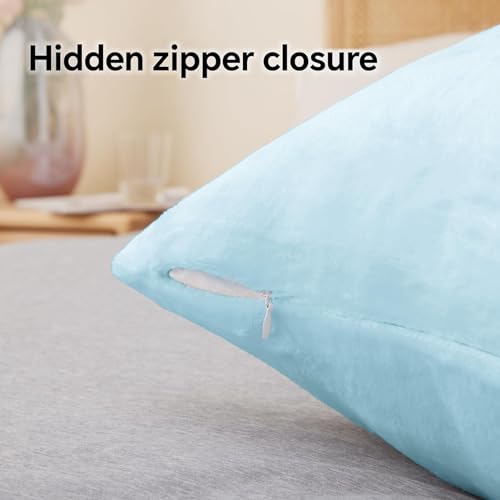 BEDELITE Flannel King Size Pillow Cases Set of 2, Blue, 20x36 Inches | Super Cozy Fuzzy Velvet Pillow Shams with Zipper Closure, Soft Fleece Pillowcases for Bedroom, Sofa, Couch, All-Season Use - color: Blue, size: 36" x 20" (Pack of 2)