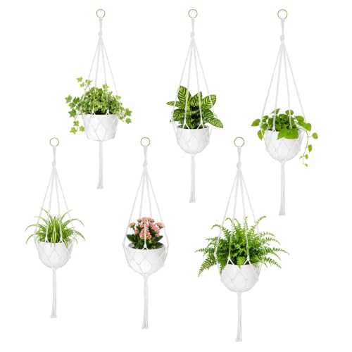 6 Pack Macrame Hanging Planter Holder 3 Sizes Indoor Hanging Planter Basket,Hanging Planter Basket Rope Holder Bohemian Hanging Planter for Home Bedroom Window Farmhouse Decor