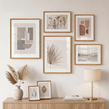 Acovy 8x10 Picture Frame, Natural Solid Teak Wood 8"x10" Photo Frame for Wall, Handcrafted Wooden Frame 8 x 10 Matted to 5x7, High Definition Tempered Glass, Wall Hook Included, Natural Teak - color: Teak, size: 8"x10"
