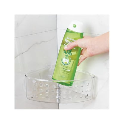 iDesign Plastic Suction Cup Corner Shower Basket, Clear | Bathroom Storage, Made in USA - style: Pack of 1