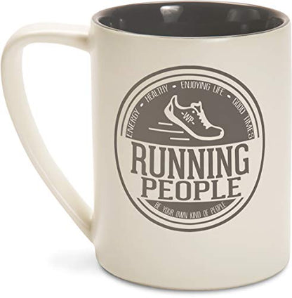 Pavilion - Running People - Gray & Cream 18 oz Coffee Mug