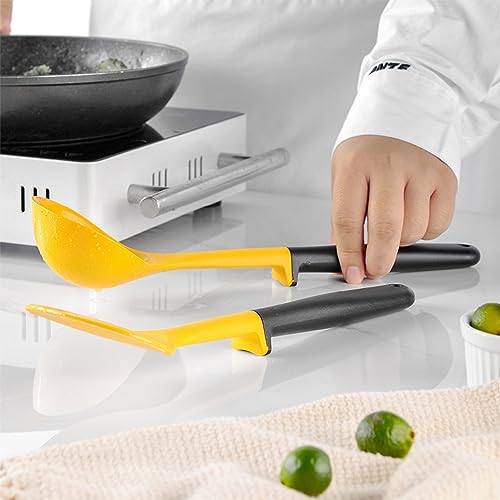 11pcs/set Yellow and Black Silicone Kitchen Utensils Set Kitchen Cooking Utensils With Holder Storage Heat Resistant Non-stick Cooking Tools Kitchen Gadgets Tools Set - color: Yellow and Black Kitchen Utensils