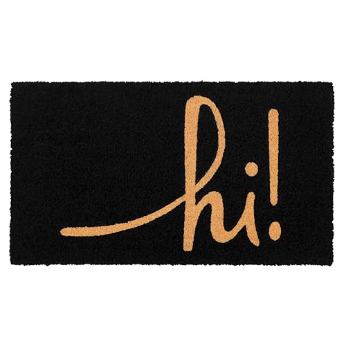Croft&Cane Black Coir Doormat - 17x30 Inches Hi Durable Non-Slip Door Mat | Natural Coco Coir Doormat - Low Profile Vinyl Backed Dirt Trapping Front Door Mat- Heavy-Duty Indoor Outdoor Mat Entryway Rug - color: Hi - Black, size: 1'5" x 2'6" (Rectangular)