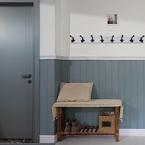WEBI Rustic Coat Rack Wall Mount,35.43" Long 8 Cast Iron Coat Hooks Wall Mounted,Heavy Duty Wall Coat Hanger Hooks for Hanging Coats,Clothes,Jacket,Black on White - color: White, size: 35 Inch