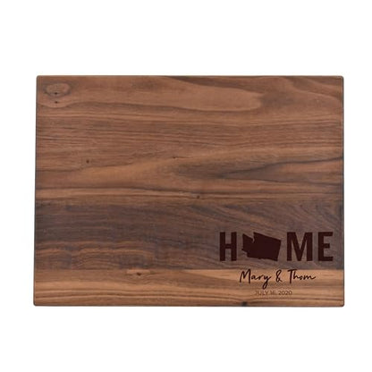 Custom Cutting Board. State Home. Personalized Boards. Wood Engraved. Handmade. Walnut Boards. Customized Gift. (Walnut, 9" x 12"x 3/4" rectangular) - size: 9" x 12"x 3/4" rectangular