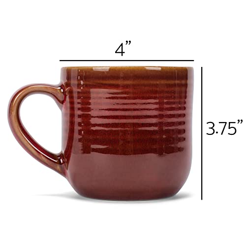 Elanze Designs Glossy Reactive Glaze Large 17 Fluid Ounce Everyday Kitchen Food Grade Ceramic Stoneware Coffee Mug Cup with Comfort Curved Handles, Set of 4, Burnt Auburn Red - color: Burnt Auburn Red