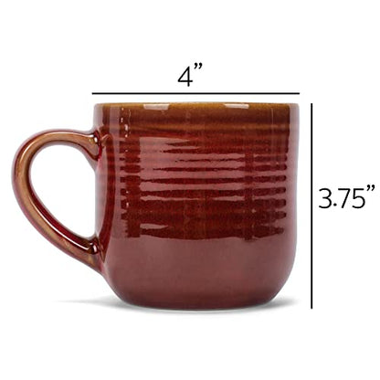 Elanze Designs Glossy Reactive Glaze Large 17 Fluid Ounce Everyday Kitchen Food Grade Ceramic Stoneware Coffee Mug Cup with Comfort Curved Handles, Set of 4, Burnt Auburn Red - color: Burnt Auburn Red