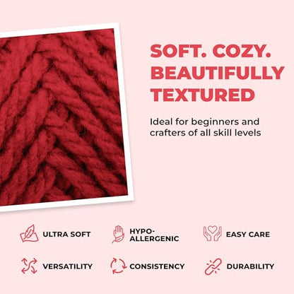 Mary Maxim Titan Bulky Yarn, Weight 5 Acrylic, Chunky Yarn for Crocheting and Knitting, Ideal for Thick, Soft Blankets, Throws, and Graph Style Sweaters, 80 Yards - Cardinal - 1 Skein - color: Cardinal