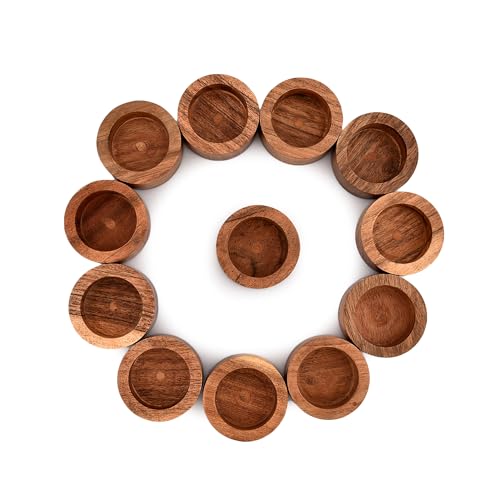 Acacia Wood Tealight Candle Holder for Wedding, Party, Birthday, Holiday, Home Decoration (2.25" x 2.25" x 1"), (Set of 12)