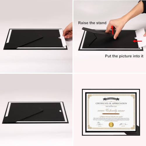 Hoikwo 8.5 by 11 Picture Frames, 12 Pack 8.5x11 Black Glass Frames – For Small Business Licenses, School Certificates, Family Awards & Office Diplomas, Tabletop Display Only – Vertical or Horizontal - size: Black-8.5x11-12 Frames