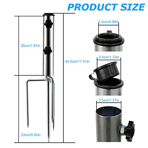 weallbuy Beach Umbrella Sand Anchor with 4 Legs, Removable & Adjustable Heavy Duty Metal Sun Holder, Outdoor Umbrella Stand Steel Anchor for Beach Grass Sand
