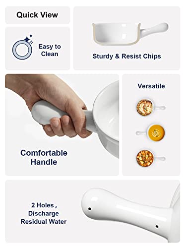 LE TAUCI Soup Bowls with Handle, 15 Oz Ceramic French Onion Soup Bowls, Large Soup Crocks Oven Safe for Stew, Onion, Soup, Chilli, Set of 4, White - color: White