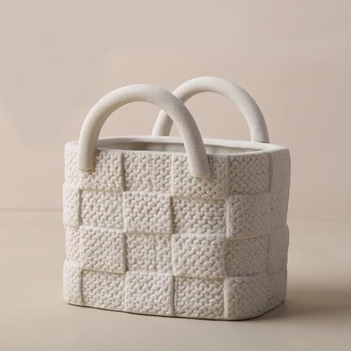 Ceramic Vase, Small Modern Flower Vase for Home Decor, Handbag Collection Creative Ceramic Floral Vases for Centerpieces, Flower Arrangement Decoration Shooting Props (A) - color: A