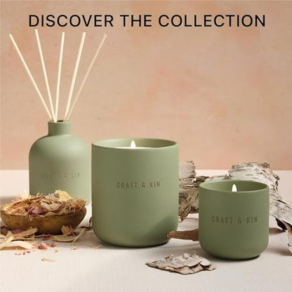Craft & Kin White Birch & Cedar Reed Diffuser – Earthenware Collection, 6.7 oz – Alcohol-Free Essential Oil Diffuser for Home & Bathroom – Long-Lasting Fragrance Sticks – Ceramic Room Decor