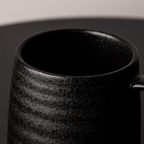15.5oz Large Heavyweight Ceramic Mug, Reactive (Matte Black) | 15.5oz Medium-Large, Heavy Weighted Stoneware, Reactive Transmutation Glaze, Microwave & Dishwasher Safe, Gift Box - color: Black
