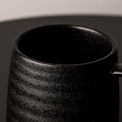 15.5oz Large Heavyweight Ceramic Mug, Reactive (Matte Black) | 15.5oz Medium-Large, Heavy Weighted Stoneware, Reactive Transmutation Glaze, Microwave & Dishwasher Safe, Gift Box - color: Black