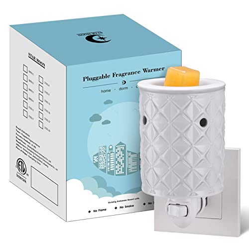 Ceramic Wax Melt Warmer, Plug in Wax Warmer for Scented Wax, Scentsy Wax Warmer for Fragrance Oil, Night Light Wax Burner Decoration with Two Bulbs