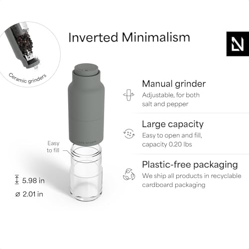 LARS NYSØM Salt and Pepper Grinder Set, Stainless Steel Manual Salt and Pepper Mills, Adjustable Ceramic Grinder, Design Spice Shakers (Ash Gray) - color: Ash Gray