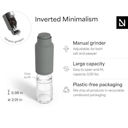 LARS NYSØM Salt and Pepper Grinder Set, Stainless Steel Manual Salt and Pepper Mills, Adjustable Ceramic Grinder, Design Spice Shakers (Ash Gray) - color: Ash Gray