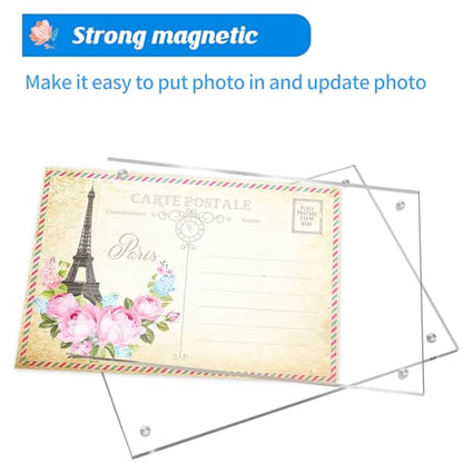 Acrylic Picture Frames 4x6 In 5 Pack,Clear Magnetic Photo Frame | Double Sided Frameless Floating, Can Horizontal & Vertical Tabletop, for Family,Office,Wedding Certificate Documents Frame - size: 4x6 in-5 pack