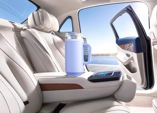 Meoky 40 oz Tumbler with Handle and Straw, Insulated Tumbler with Lid and Straw, Stainless Steel Travel Mug, Keeps Cold for 34 Hours, 100% Leak Proof, Fits in Car Cup Holder (Lilac) - color: Lilac, size: 40 Ounces