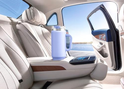 Meoky 40 oz Tumbler with Handle and Straw, Insulated Tumbler with Lid and Straw, Stainless Steel Travel Mug, Keeps Cold for 34 Hours, 100% Leak Proof, Fits in Car Cup Holder (Lilac) - color: Lilac, size: 40 Ounces