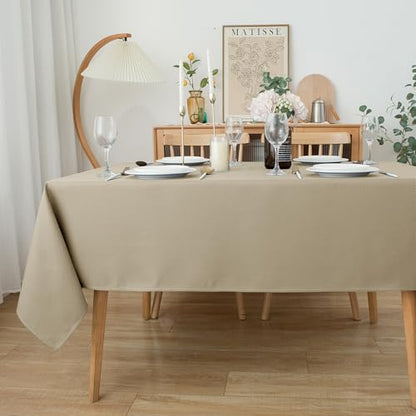 Biscaynebay Textured Fabric Tablecloths 60x108 Inches Rectangular, Natural Water Resistant Tablecloths for Dining, Kitchen, Wedding, Parties etc. Machine Washable - color: Natural, size: 108" x 60" (Rectangular)