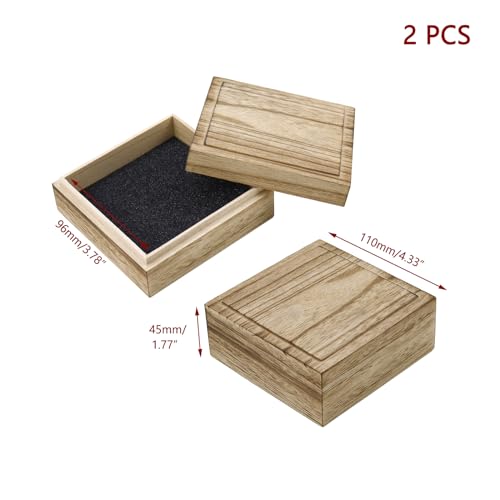 KUMGROT Wooden Storage Box Square Keepsake Box Crafts DIY Storage Jewelry Case Small Wooden Boxs with Sponges Storage Organizer for Photos Jewelry Ring Coins Cards Change, 5.51" x 2.36" x 2.13" - style: Square