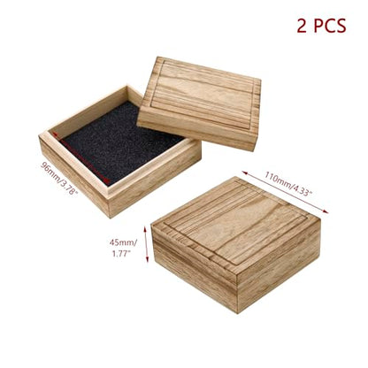 KUMGROT Wooden Storage Box Square Keepsake Box Crafts DIY Storage Jewelry Case Small Wooden Boxs with Sponges Storage Organizer for Photos Jewelry Ring Coins Cards Change, 5.51" x 2.36" x 2.13" - style: Square