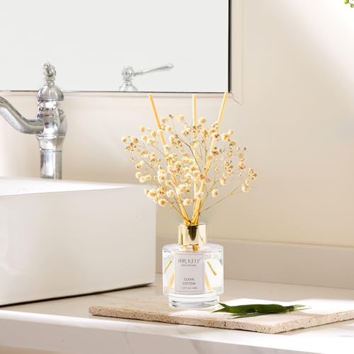 Reed Diffuser Set of 3,Clean Cotton White Jasmine White Tea Oil Reed Diffusers for Bedroom Living Room Office Aromatherapy Oil Reed Diffuser for Gift 50ml x 3