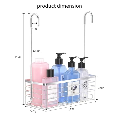 Hanging Shower Caddy, Over the Door Organizer Rack, Stainless Steel Rustproof Shower Shelves, Large Storage Shelf for Inside Shower