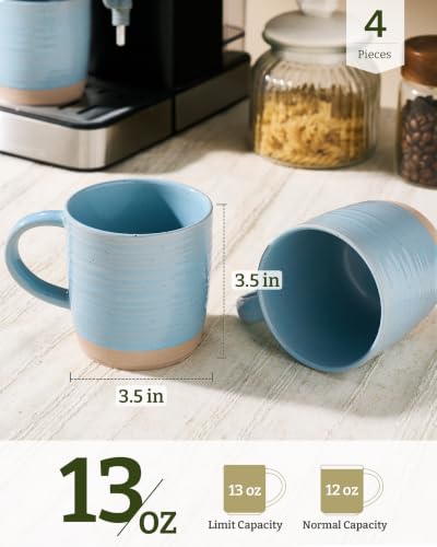 famiware Coffee Mugs Set of 4, 13 oz Mug Set, Ceramic Cup Set with Handle | Stoneware Mug for Coffee, Tea, Latte, Cappuccino, Microwave and Dishwasher Safe, Constellation Series，Ice Blue - color: Constellation- Ice Blue, size: 4 Count (Pack of 1)