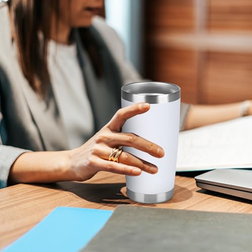 20 oz Tumbler Stainless Steel Tumblers Bulk with Lid Double Wall Insulated Coffee Tumbler Cups for Hot & Cold Drinks Powder Coated Travel Coffee Tumbler Mug Metal (White, 6 pack) - color: White, size: 20 ounces (6 pack)