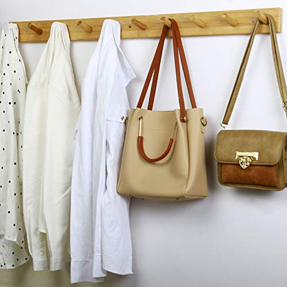 WEBI Coat Rack Wall Mounted,10 Hooks,38" Long Coat Hanger Wall Mount,Peg Rail Hat Hooks for Hanging Caps,Jacket,Clothes,Coats,Natural - color: Natural, size: 38 inch