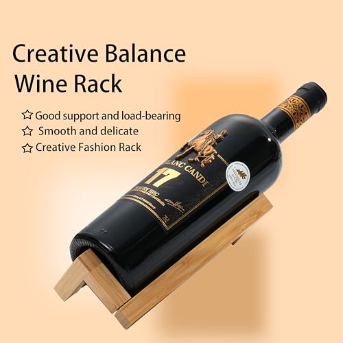 Single Wine Bottle Holder, Personalized Bamboo Wine Bottle Holder Stand Display Table Top Wine Rack Countertop Wine Holders Organizer for Dining Table, Cabinet Etc