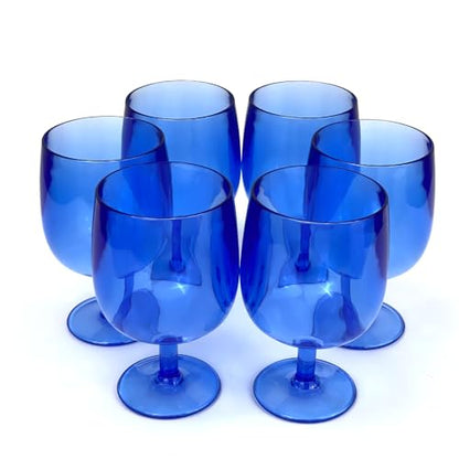 Yalin Set of 6 Unbreakable 12 oz Acrylic Plastic Wine and Water Tumbler Stackable Goblets. (Blue, 12 oz) - color: Blue, size: 12 oz