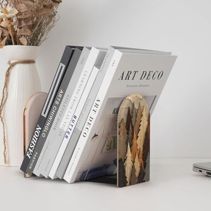Simple Pine Trees and Mountain Shapes Bookends for Shelves 2 Pcs Wooden Book Stopper Organizer for Home Office Libraries