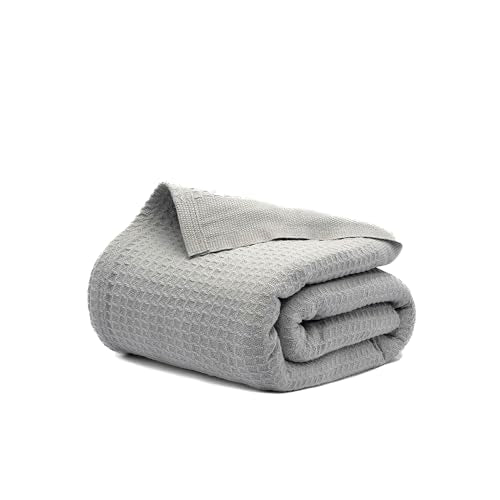 106" x 92", King 100% Cotton Waffle Weave Blanket for Bed (Scottish Grey) | Salt Earth Premium Waffle Weave Blanket for College Dorm, Gifts, Home Decor, Lightweight Breathable Soft All Season Blanket - color: Scottish Grey, size: King(106"x92")