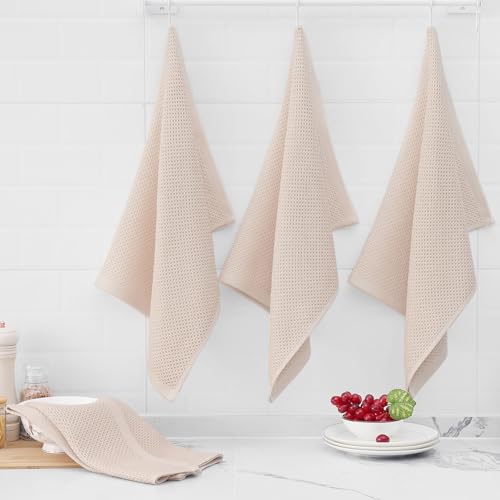 Homaxy 100% Cotton Oversized Waffle Weave Kitchen Towels 8-Pack, Beige | 20 x 28 Inches, Ultra Soft Absorbent Dish Towels, Quick Drying Large Cleaning Towels - color: Beige, size: 20 X 28 - 8 Pack