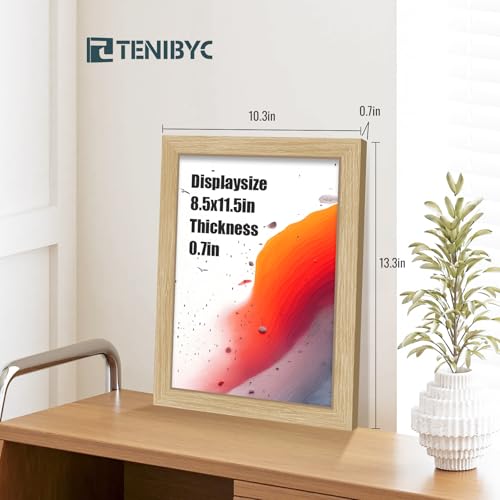 9x12 Frame Set of 3 - Natural Oak, 9 x 12 Wood Picture Frame, HD Tempered Glass, Table or Wall Display - color: Oak, size: 9 X 12, style: 3 Pack