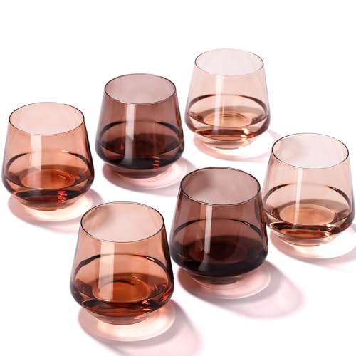Venus Stemless Wine Glass Set of 6-14oz Wine Glasses, Stemless Drinking Glasses for Wine, Cocktails & Beverages - Elegant Glassware for Home, Bar & Holiday Use - color: Venus, size: 14oz
