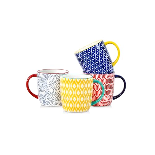 Selamica 10 OZ Coffee Mugs Set of 4, Small Coffee Cups Ceramic with Handle for Cappuccino Latte Cocoa Milk Tea, Dishwasher Microwave Safe, Assorted Colors - color: Assorted Colors, size: 10 Oz,set of 4