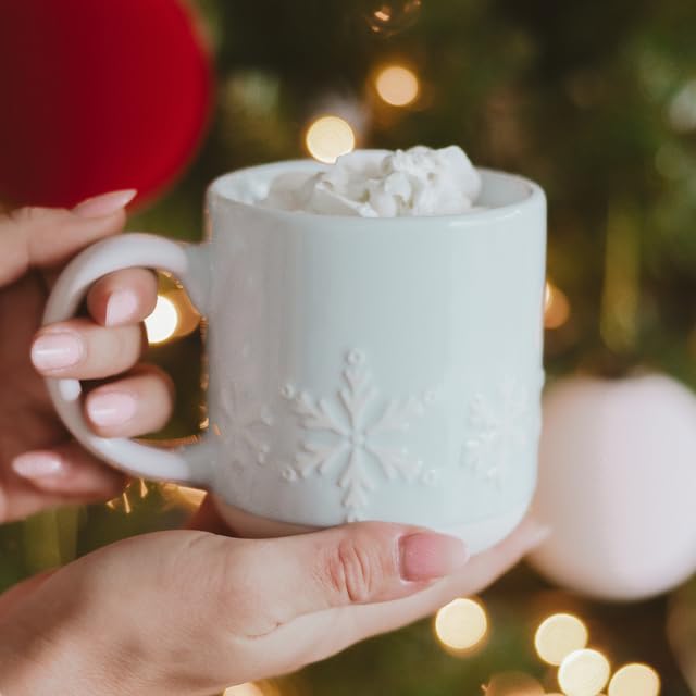 Sweet Water Decor Snowflake Coffee Mug, 14oz Stoneware Christmas Mug, Dishwasher & Microwave Safe, Large Holiday Winter Cup for Coffee, Tea & Hot Chocolate, Stocking Stuffer Gifts for Women - style: Snowflake