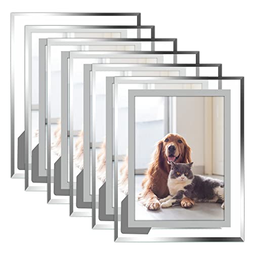 Vienrose 5x7 Picture Frame, Silver Edge Glass Frame, 6 Pack | Clear Glass Frame, Horizontal Vertical Display, Tabletop Home Decor - color: 6 Pack Silver, size: 5X7