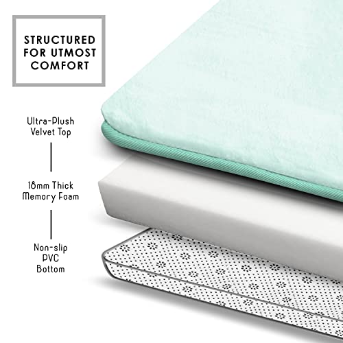 Clara Clark 3 Piece Bathroom Rugs Bath Mat Set, Velvet Memory Foam Bath Mats for Bathroom - Non-Slip, PVC Backing Bath Rugs, Washable - Dries Quickly, Blue - color: Light Blue