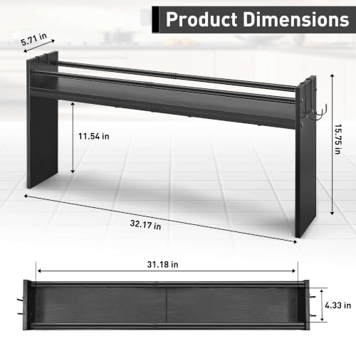 Noodle Board Stove Cover and Over the Stove Spice Rack Combo Set | Expands Countertop Space, Stove Top Cover Used as Serving Tray, Sink Cover, Spice Shelf with 4 Hooks, Farmhouse Decor, Black - color: Set - Black