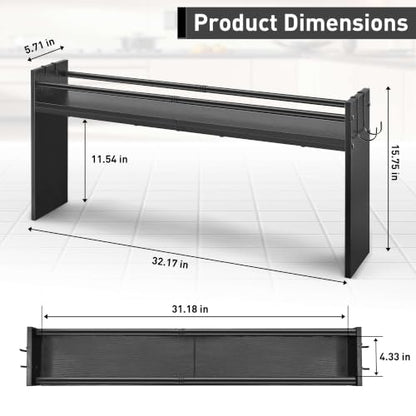 Noodle Board Stove Cover and Over the Stove Spice Rack Combo Set | Expands Countertop Space, Stove Top Cover Used as Serving Tray, Sink Cover, Spice Shelf with 4 Hooks, Farmhouse Decor, Black - color: Set - Black