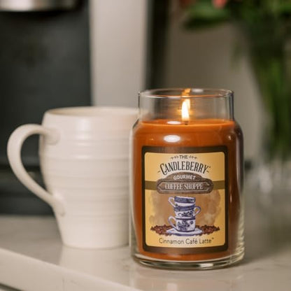Candleberry Candles | Gourmet Coffee Shoppe Collection | Strong Fragrances for Home | Hand Poured in The USA | Highly Scented & Long Lasting | Large Jar | (Cinnamon Cafe Latte)