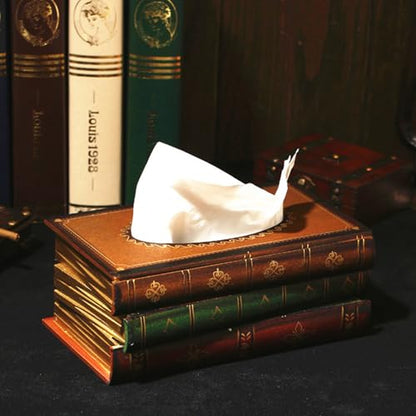 Tosnail Elegant Wooden Antique Book Tissue Holder Dispenser/Novelty Napkin Holder, 10.75 x 6.5 x 4 Inches
