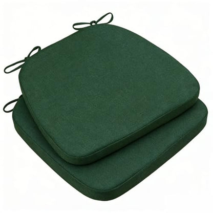 GIBZ Outdoor Chair Cushions 17"x16"x2" with Ties Set of 2 Olive Green | Waterproof Chairs Cushion U-Shaped Seat Pads Washable Casual for Yard Lawn Patio - color: Olive Green
